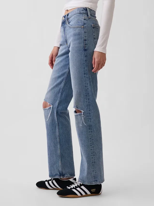 Jeans dritti dal taglio rilassato a vita media