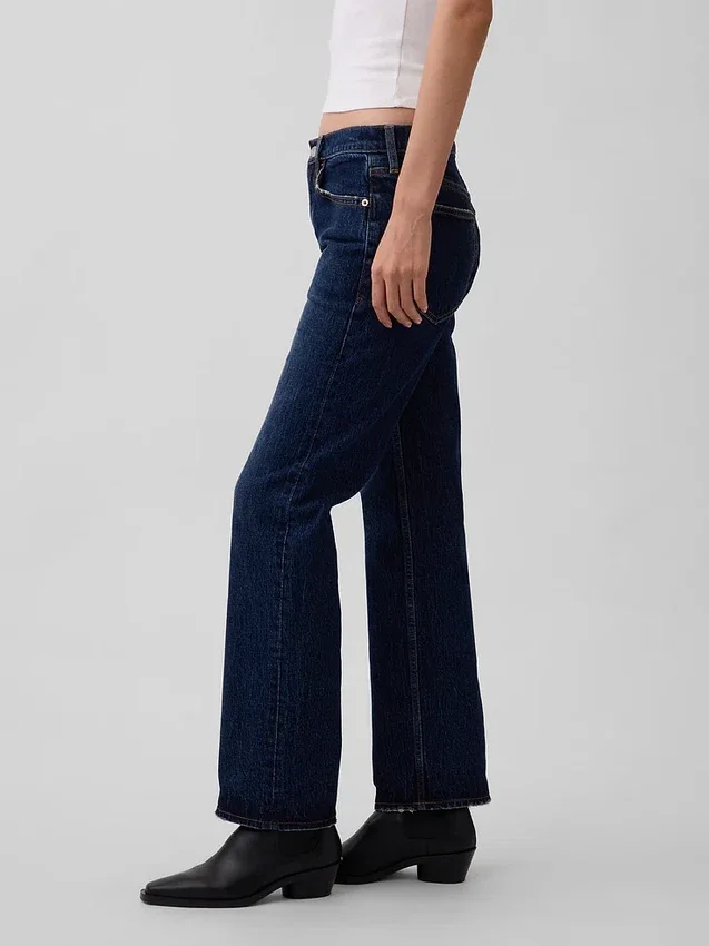 Jeans dritti dal taglio rilassato a vita media