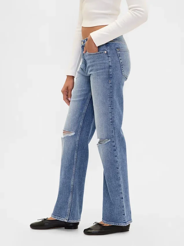 Jeans dritti dal taglio rilassato a vita media