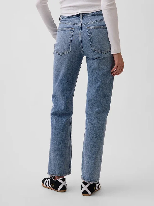 Jeans dritti dal taglio rilassato a vita media