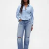 Jeans dritti dal taglio rilassato a vita media