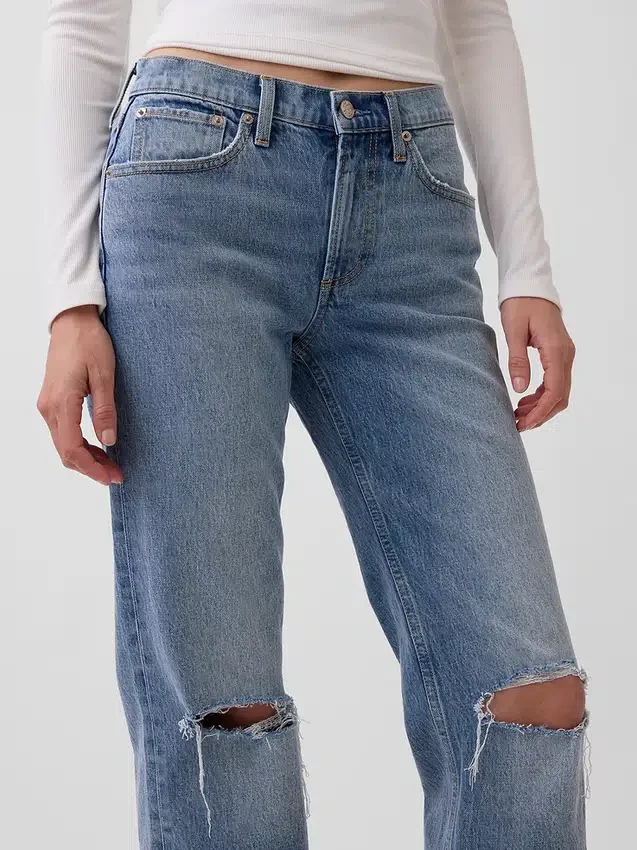 Jeans dritti dal taglio rilassato a vita media