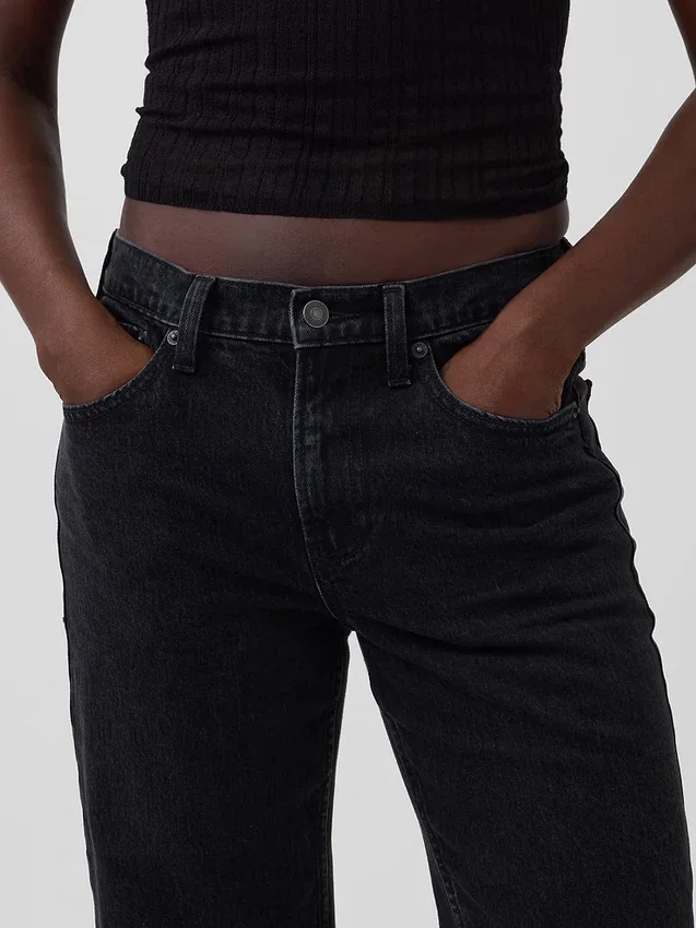 Jeans dritti dal taglio rilassato a vita media