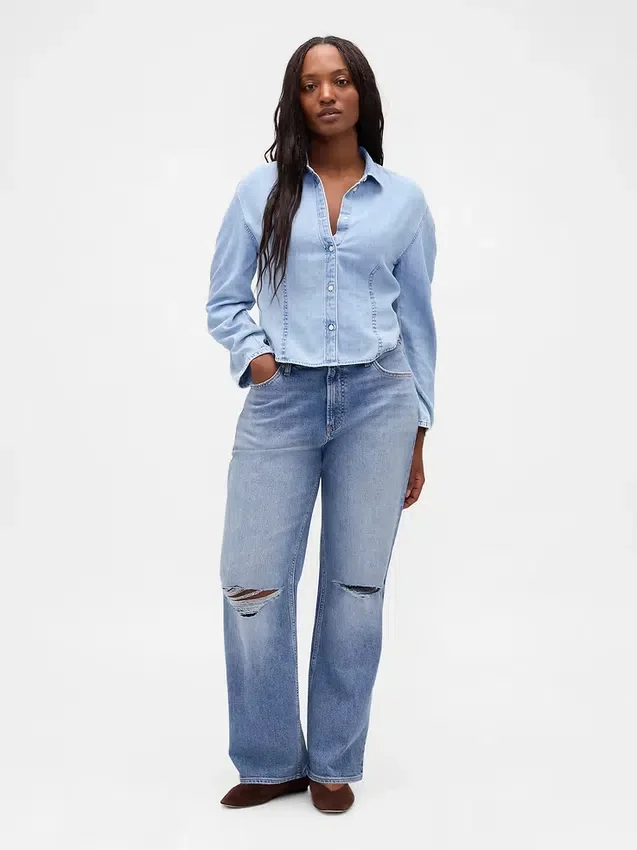 Jeans dritti dal taglio rilassato a vita media