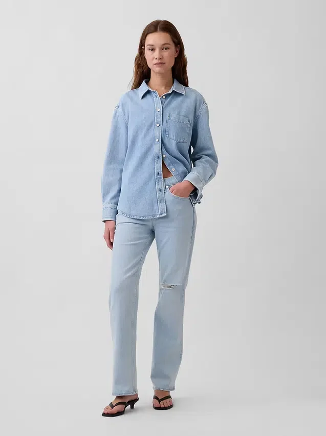 Jeans dritti dal taglio rilassato a vita media