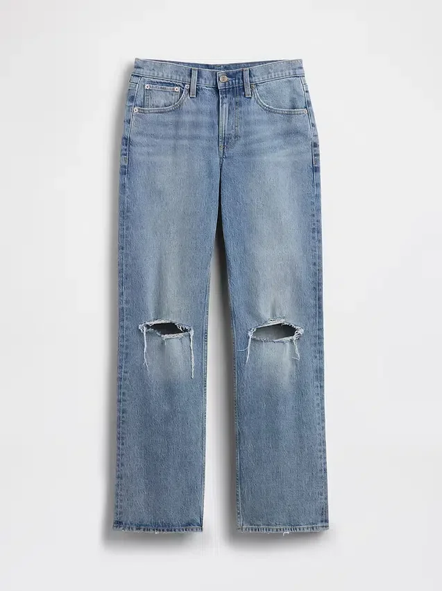 Jeans dritti dal taglio rilassato a vita media