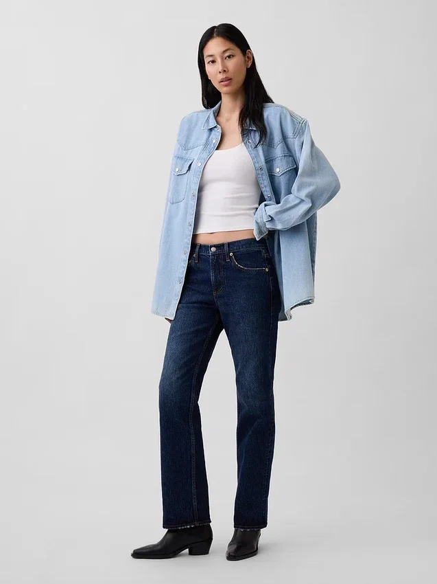 Jeans dritti dal taglio rilassato a vita media