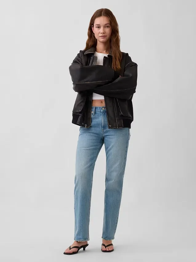 Jeans dritti dal taglio rilassato a vita media