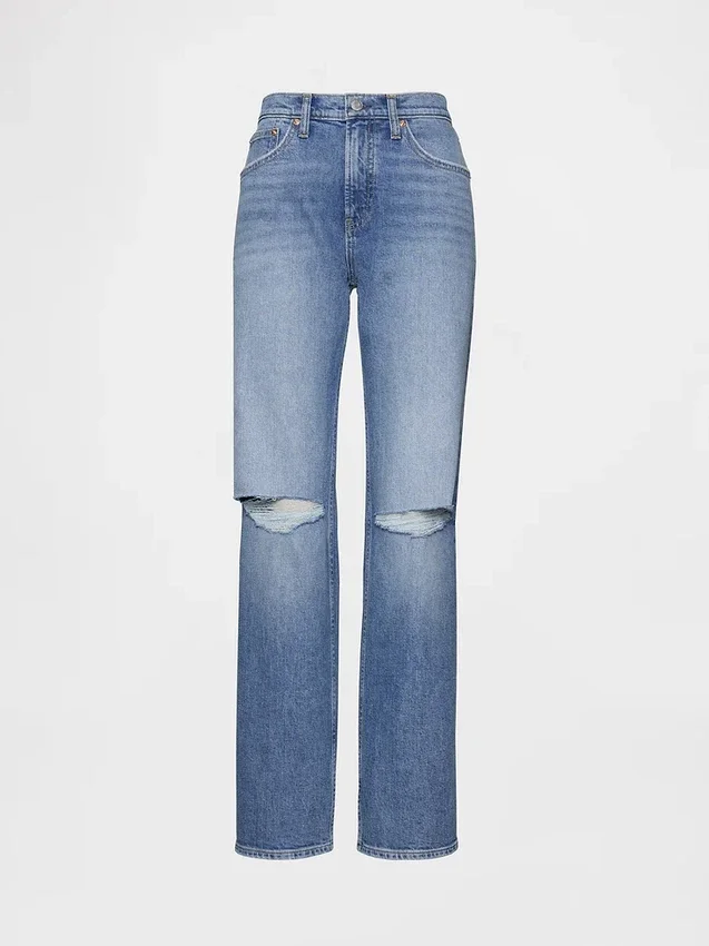 Jeans dritti dal taglio rilassato a vita media