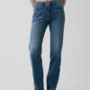 Jeans dritti dal taglio rilassato a vita media con orlo asimmetrico
