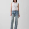 Jeans dritti dal taglio rilassato con micro cintura e vita media