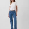 Jeans dritti dal taglio rilassato, con ricami e vita media