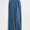Jeans dritti dal taglio rilassato, con ricami e vita media
