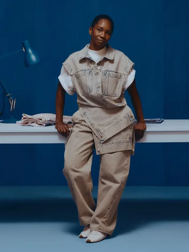 Jeans GAP × Hfr a vita bassa e gamba larga "Barrel" della collezione di Nicole Benefield