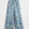 Jeans larghi a fiori per bambini