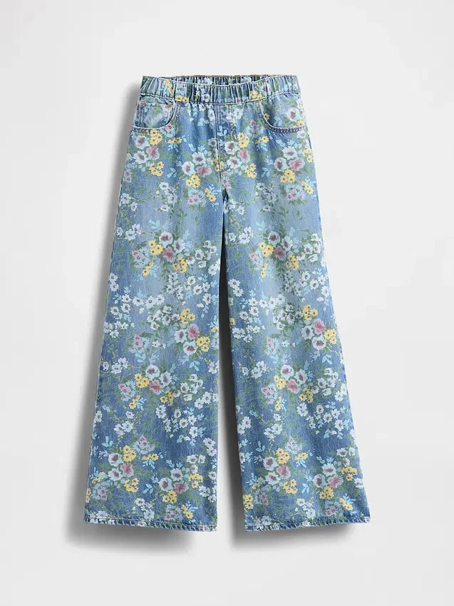 Jeans larghi a fiori per bambini