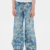 Jeans larghi a fiori per bambini