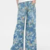 Jeans larghi a fiori per bambini