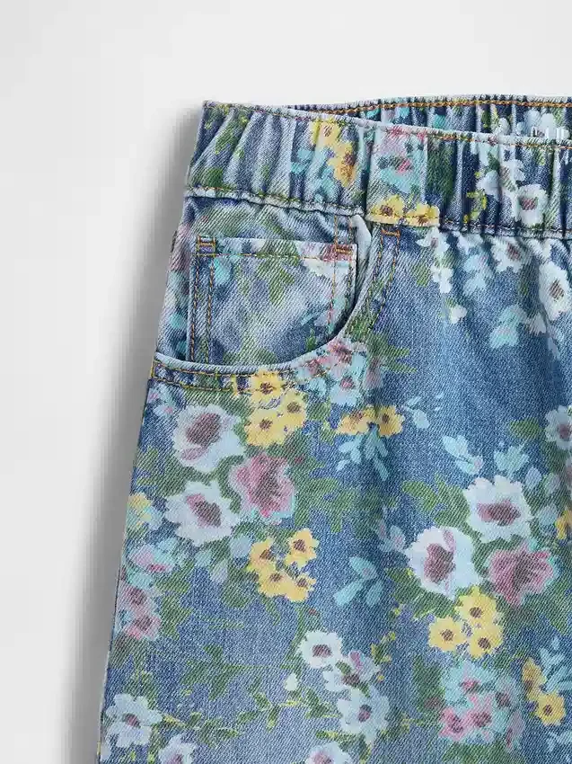 Jeans larghi a fiori per bambini