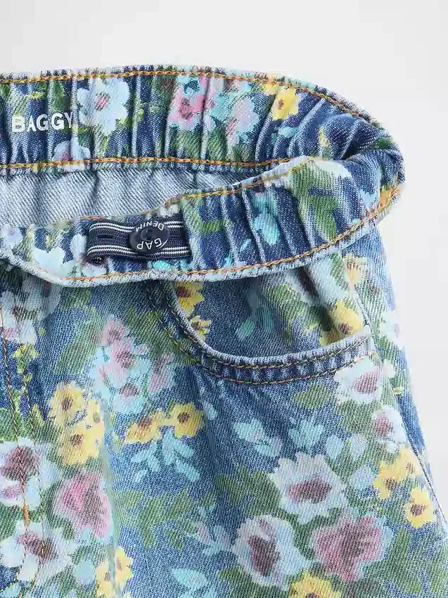 Jeans larghi a fiori per bambini