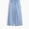 Jeans larghi a vita bassa con bordi in pizzo per bambini