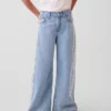 Jeans larghi a vita bassa con bordi in pizzo per bambini