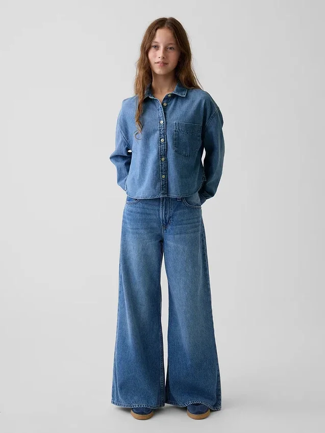 Jeans larghi a vita bassa per bambini
