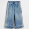 Jeans larghi a vita elastica con farfalla per neonato & bebè