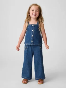 Jeans larghi a vita elastica in stile marinaro per neonato & bebè