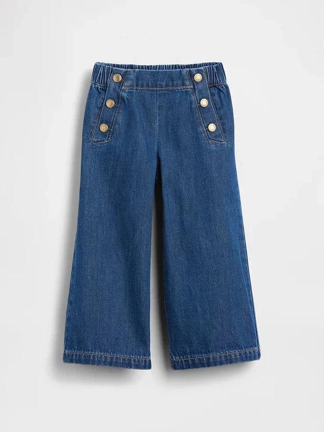 Jeans larghi a vita elastica in stile marinaro per neonato & bebè