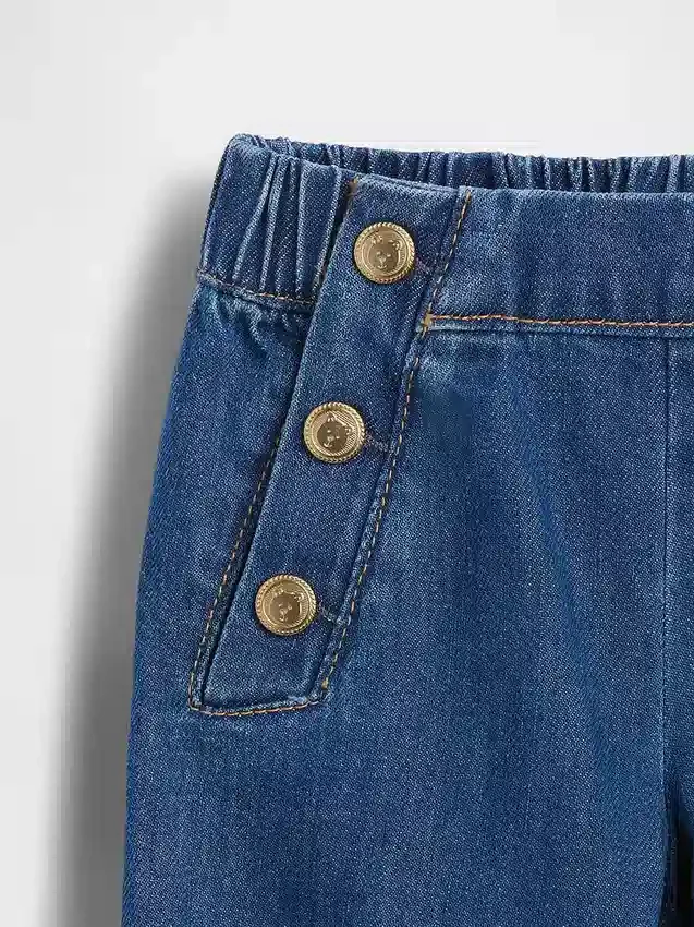Jeans larghi a vita elastica in stile marinaro per neonato & bebè