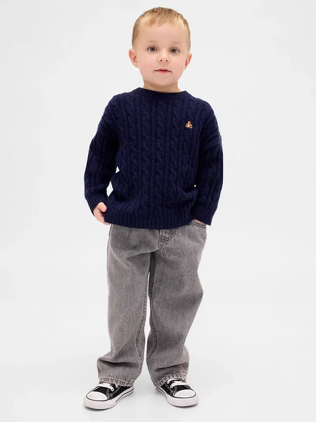 Jeans larghi a vita elastica per neonato & bebè