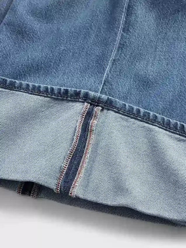 Jeans larghi a vita media con risvolto, ultra morbidi