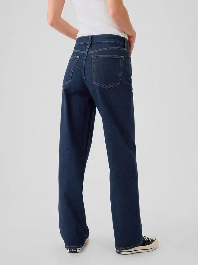 Jeans larghi a vita media in stile anni ’90