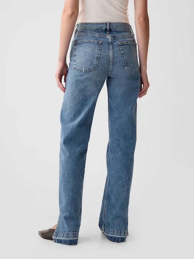 Jeans larghi a vita media in stile anni ’90