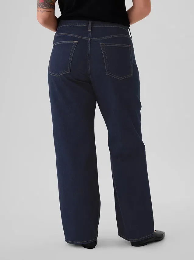 Jeans larghi a vita media in stile anni ’90