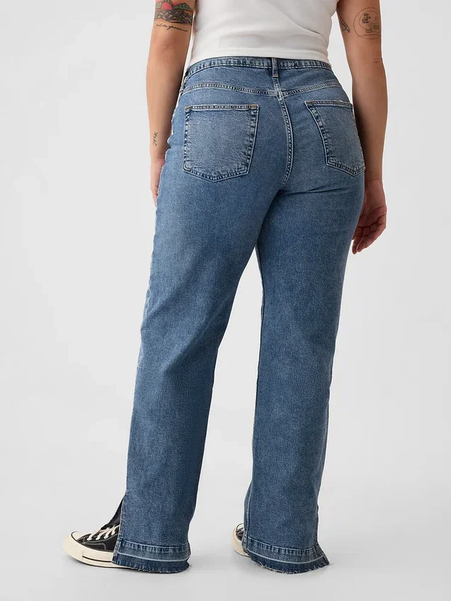 Jeans larghi a vita media in stile anni ’90