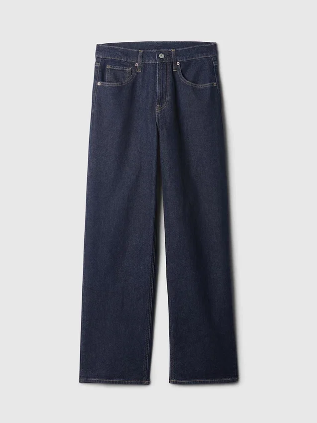 Jeans larghi a vita media in stile anni ’90