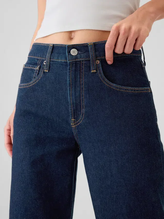 Jeans larghi a vita media in stile anni ’90