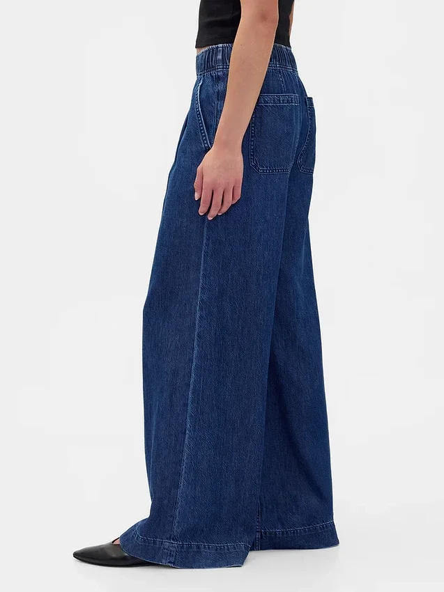 Jeans larghi a vita media, morbidissimi e con pieghe