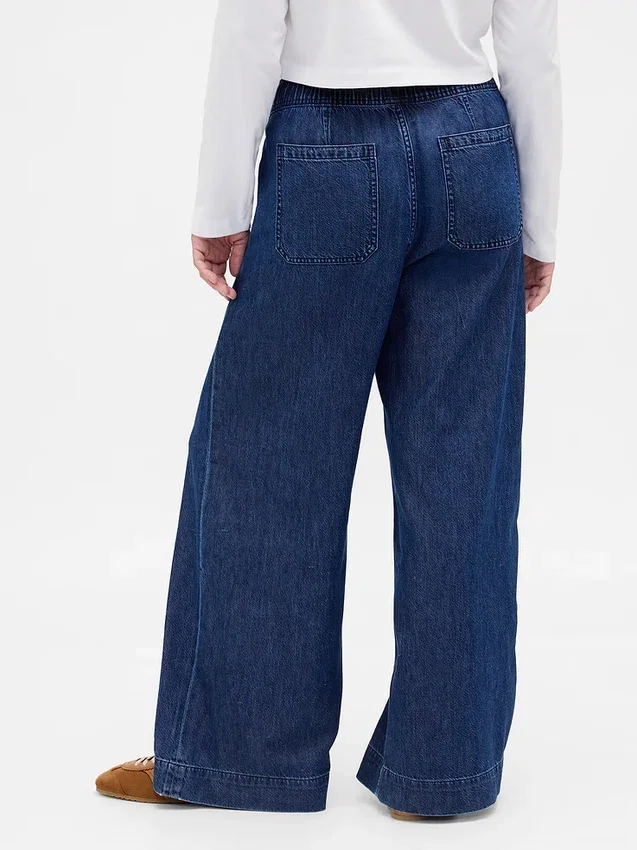 Jeans larghi a vita media, morbidissimi e con pieghe