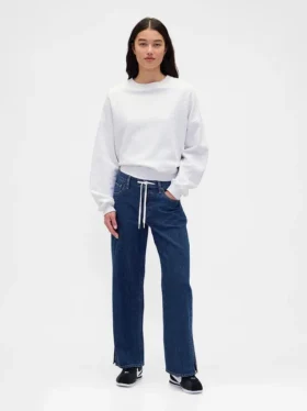 Jeans larghi anni '90 a vita bassa con coulisse