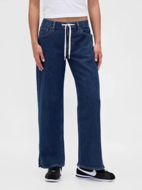 Jeans larghi anni ’90 a vita bassa con coulisse