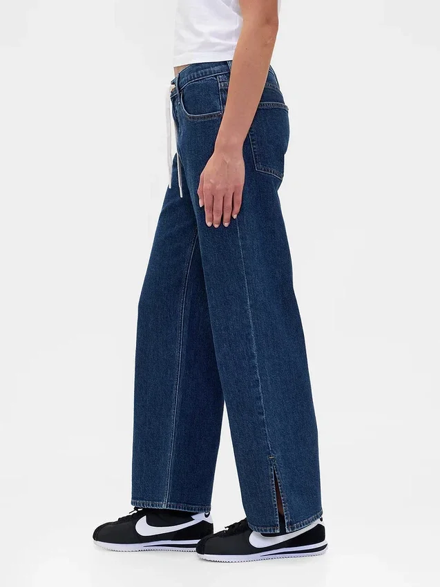 Jeans larghi anni '90 a vita bassa con coulisse