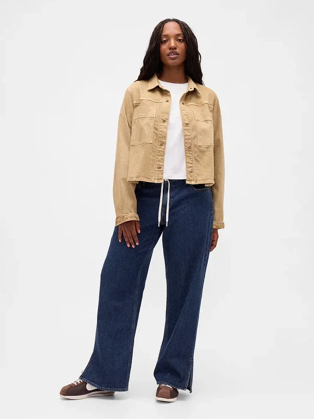 Jeans larghi anni '90 a vita bassa con coulisse