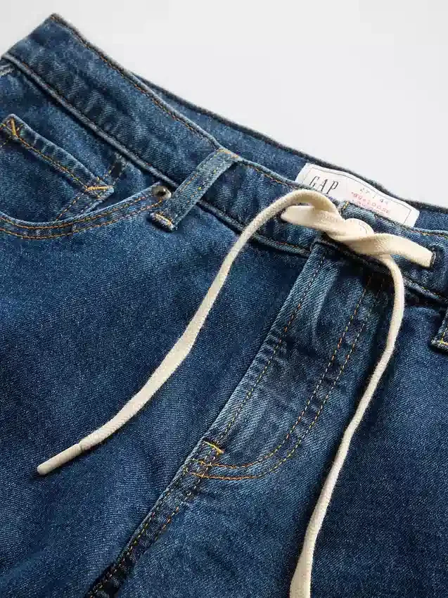 Jeans larghi anni '90 a vita bassa con coulisse