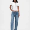 Jeans larghi anni '90 a vita bassa con lacci