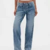 Jeans larghi anni '90 a vita bassa con lacci