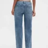 Jeans larghi anni '90 a vita bassa con lacci