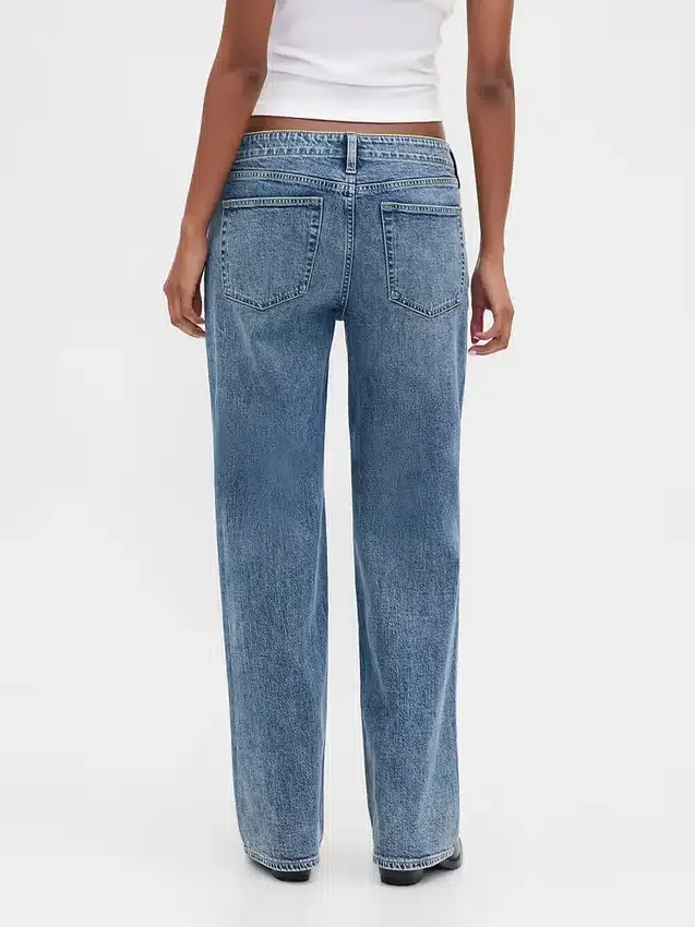Jeans larghi anni '90 a vita bassa con lacci